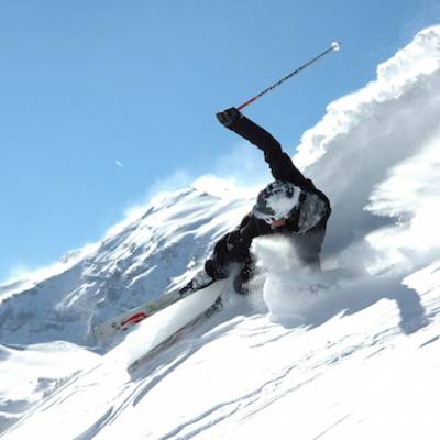 skiing in the ski villages in the French Alps