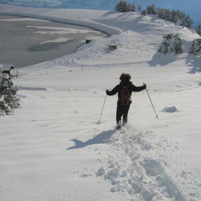snowshoeing in the french Alps