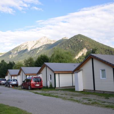 Sun Chalets on campsite in French Alps