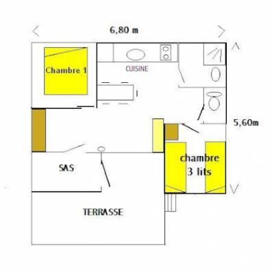 Wood Chalet on Campsite in Ancelle in french Alps plan
