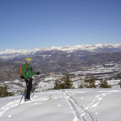 Ski Touring with view of Ecrins behind