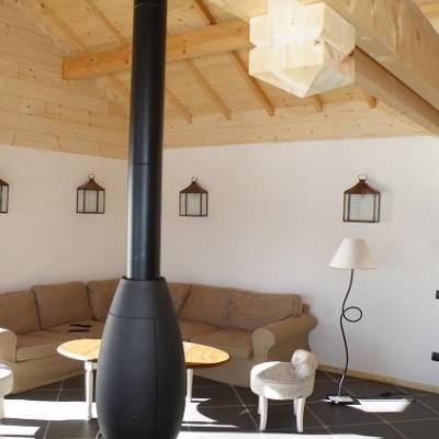Chalet in Reallon living room wood burner