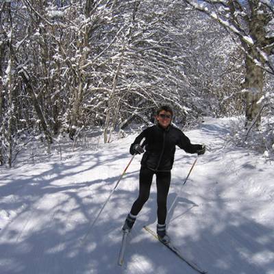 Cross Country ski skating through the woods