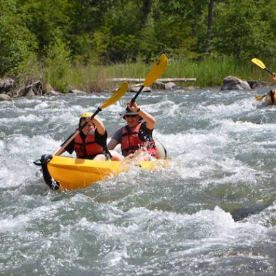 Kayaking the Durance river in the Alps