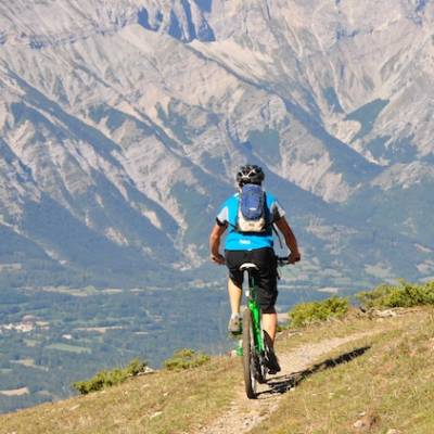 mountain biking biker from behind
