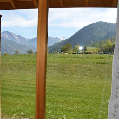 The larches chalet in St leger les Melezes in Alps view