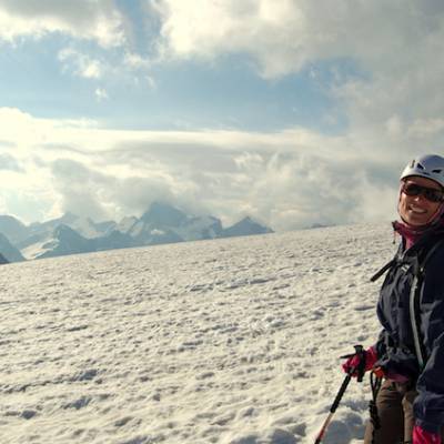 Mountaineering smile on glacier