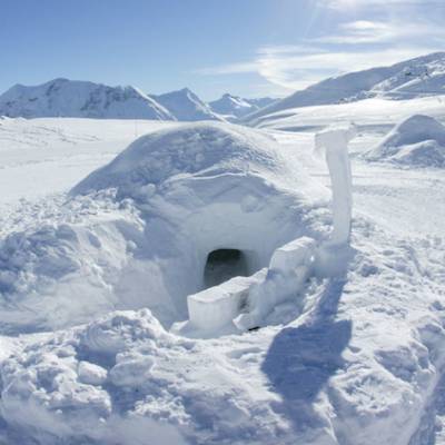 An igloo in the igloo village in the Alps