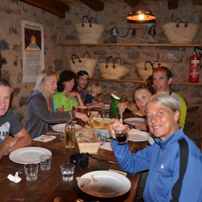 Refuge du Tourond adults eating dinner