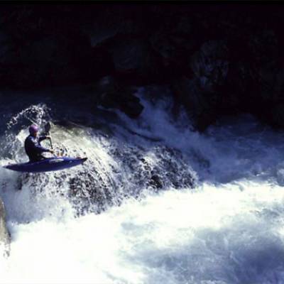 Kayaking nice jump in white water