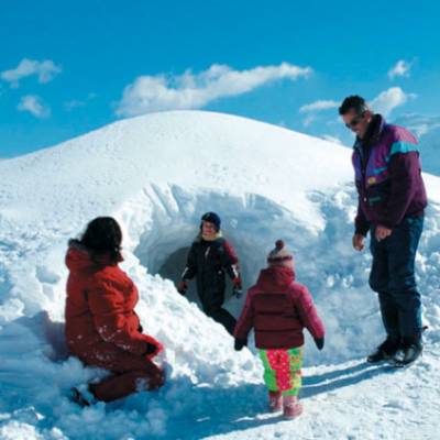 Igloo building with the family